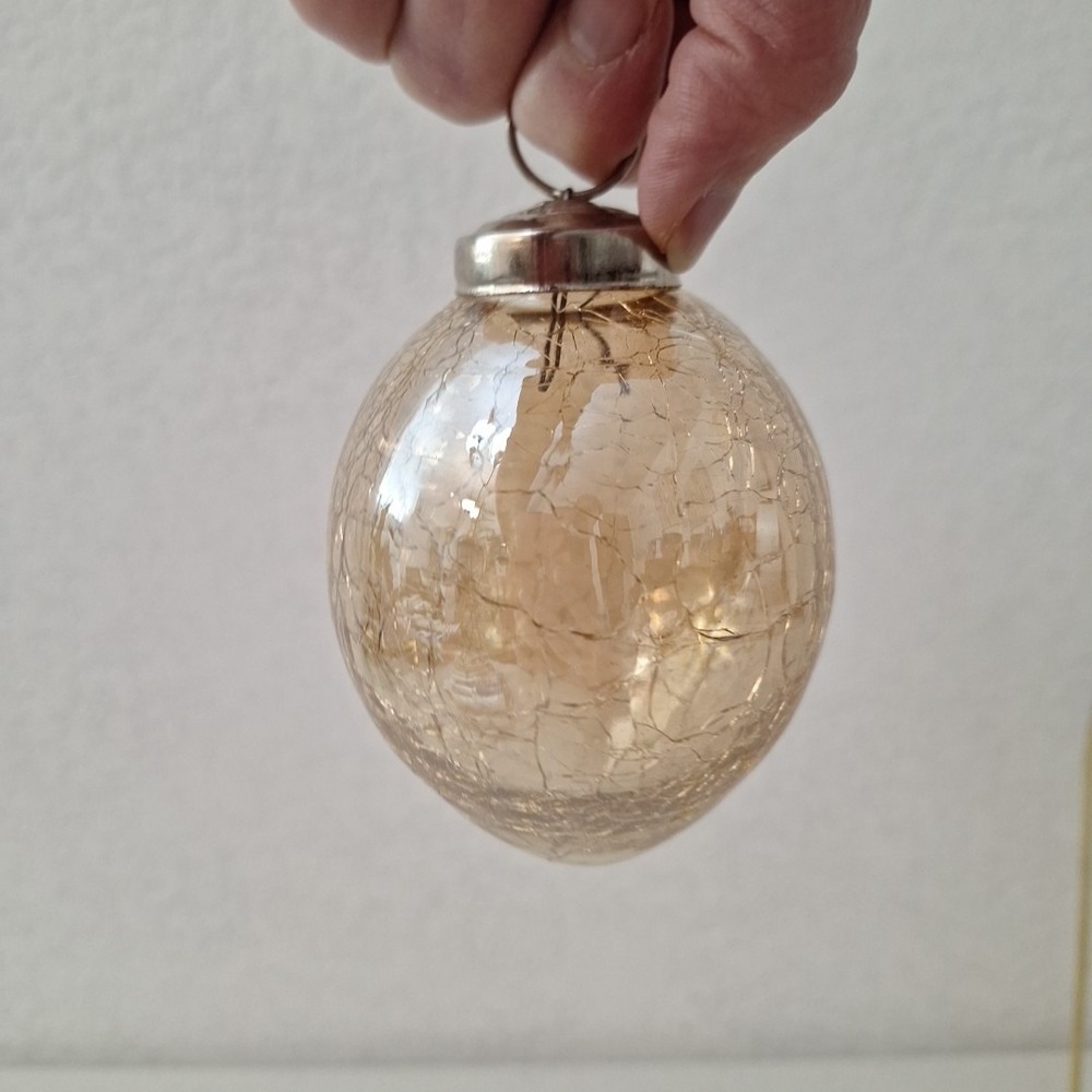 Vintage Kugle Style Mercury Crackle Glass Ball Christmas Gold Ornament 4", Heavy - Picture 12 of 16